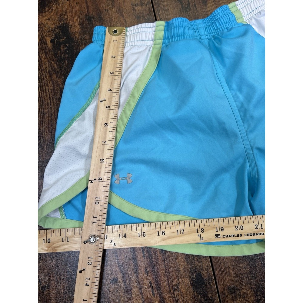 Under Armour Women's Logo Waistband Shorts – Blue/White Size S Back Zip Pocket - Picture 4 of 10